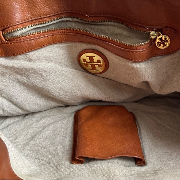 Tory Burch Cognac Perforated Logo Leather Tote Bag - Picture 7 of 16